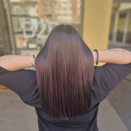 hair braun: meches viola e piega