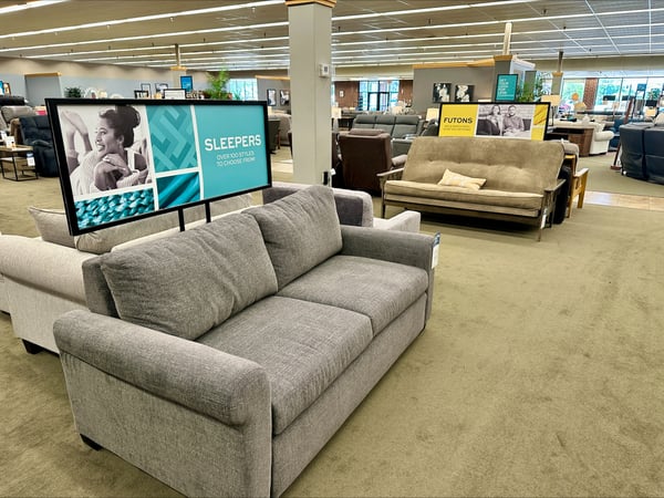 Explore our selection of sleeper sofas and futons at Slumberland Furniture in Burlington, IA. Perfect for guests and small spaces.