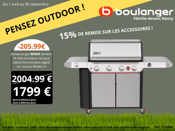 Barbecue gaz WEBER Genesis SP-435 4 brûleurs réchaud latéral thermomètre digital sur chariot, 86x48 cm