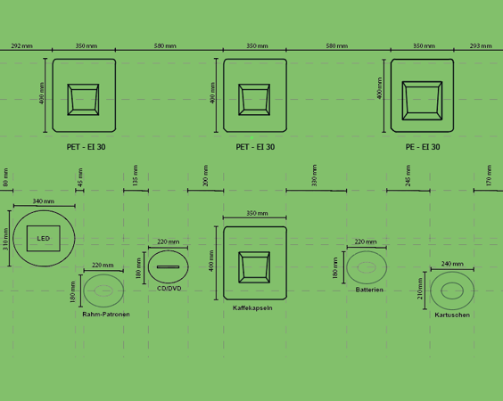 Individuell konfigurierbare Recyclingwand