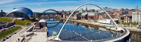 Knight Frank Newcastle Commercial Agents: The Gateshead Millennium Bridge (Keith Brownlie, Wilkinson Eyre Architects) between Gateshead and Newcastle upon Tyne and the River Tyne