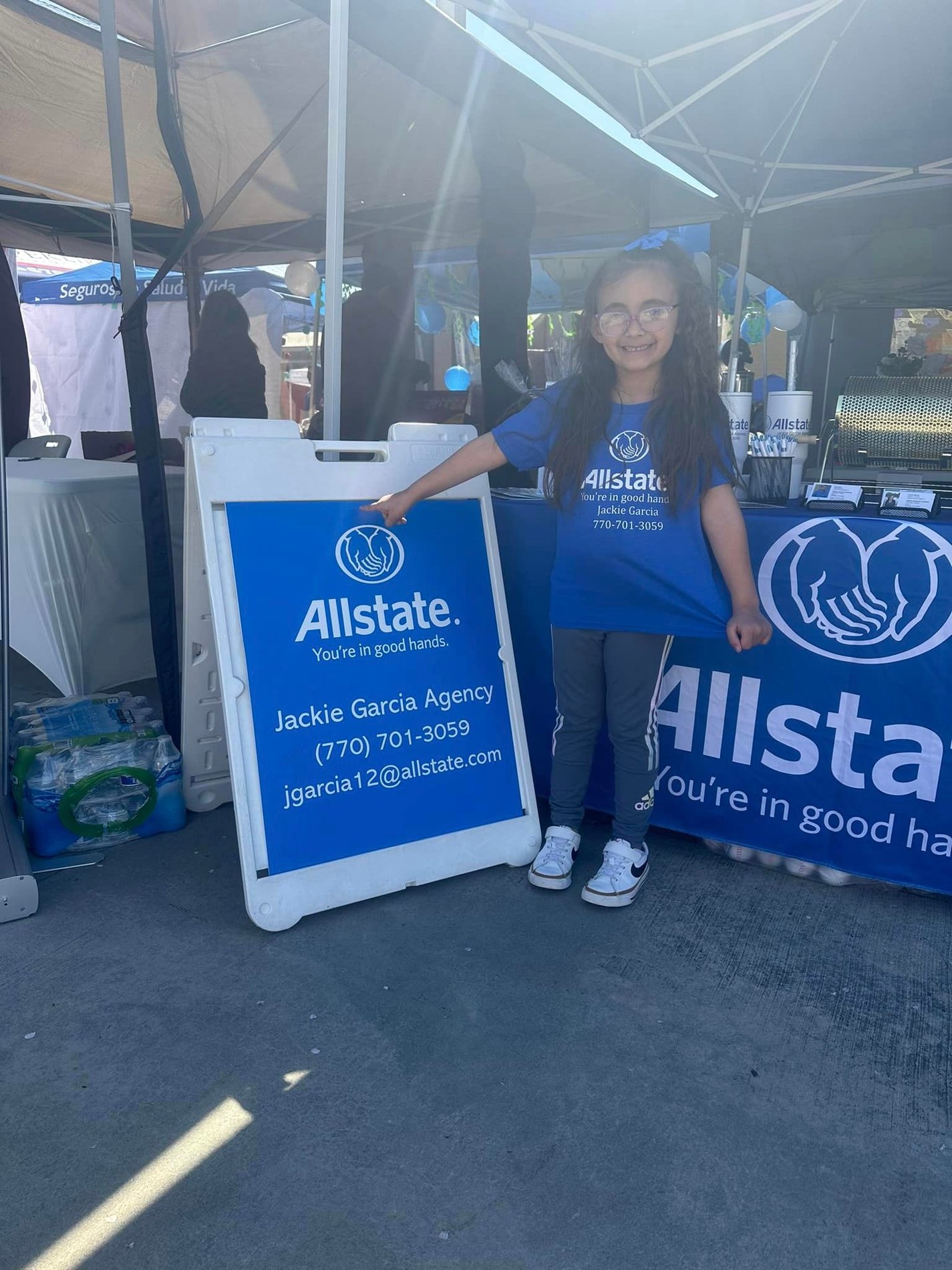 Our mascot Jaylene hard at work!