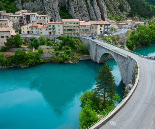 Sisteron on the banks of the river Durance, Provence