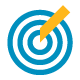 Blue and yellow icon showing a bullseye