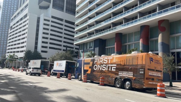 Fleet of First Onsite vehicles
ready for service on the street