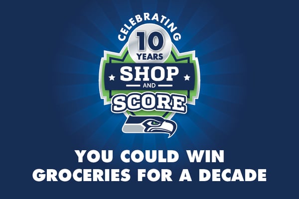 celebrating ten years shop and score you could win groceries for a decade