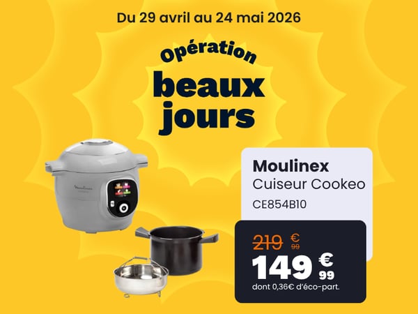 Cookeo MOULINEX CE854B10 gris 6 L, 6 modes de cuisson, 80 recettes