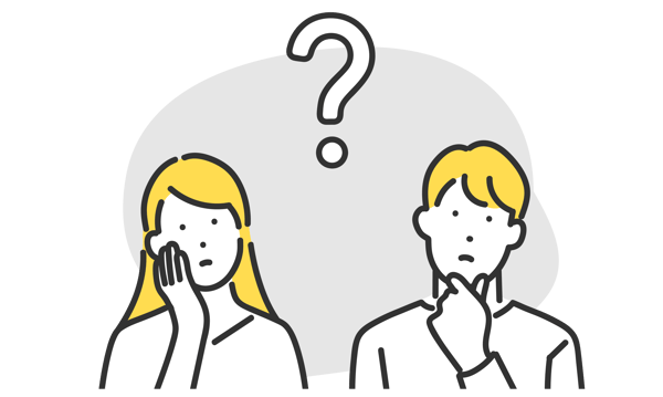 疑問符をうかべる男女