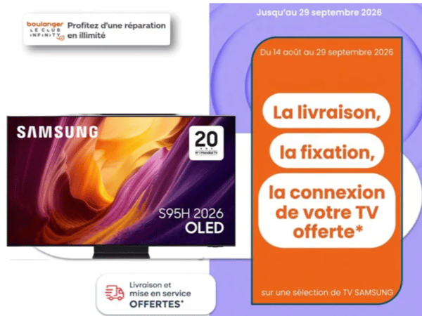 A la recherche d'un TV Oled Samsung à Poitiers? Profitez de la livraison & de la mise en service OFFERTES de votre télé Samsung Oled par Boulanger Poitiers Sud