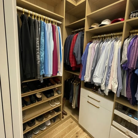 Walk in closet organization with shelving for shoes California Closets Pensacola & Panama City, Florida