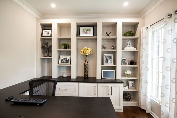 Home Office with Custom Desk and Shelving