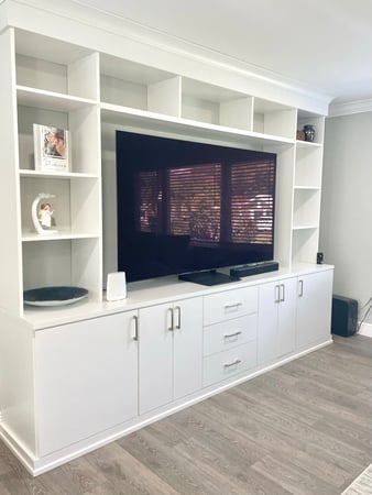 Tuscan Moon & Dove Media Center with Matte Nickel Handles and Custom BPG Doors