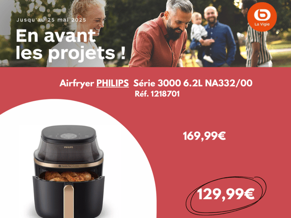 Airfryer PHILIPS Airfryer Série 3000 6.2L NA332/00
Réf. 1218701