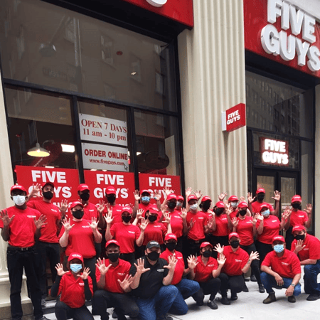 Five Guys at 80 Maiden Lane in New York City.