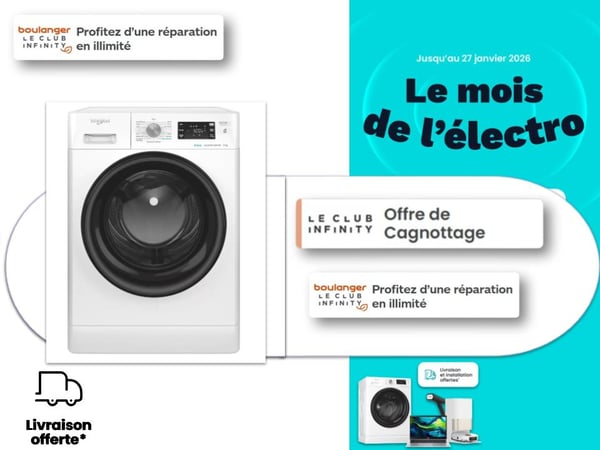 Lave linge hublot WHIRLPOOL FFBP9489BVFR Boulanger Toulouse Saint Orens