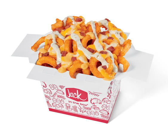 It’s a question that’s long puzzled philosophers: how do you separate what’s saucing and what’s loading in Jack’s Sauced & Loaded Fries? With so many ooey-gooey toppings like cheddar cheese, white cheese sauce made with Parmesan and Monterey Jack, bacon pieces, and ranch, all on your favorite curly fries, it’s sure to make you ponder as you chow down