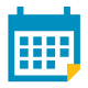 Blue and yellow icon showing a calendar