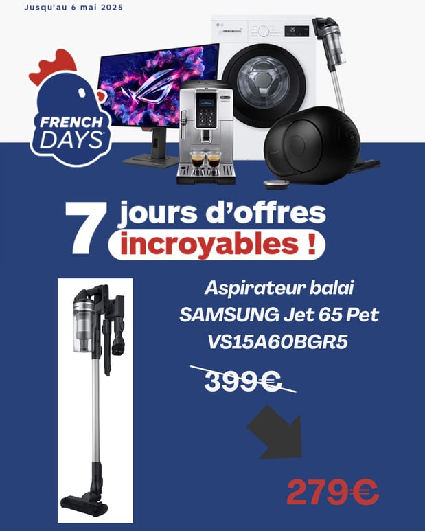 Aspirateur balai SAMSUNG Jet 65 Pet VS15A60BGR5