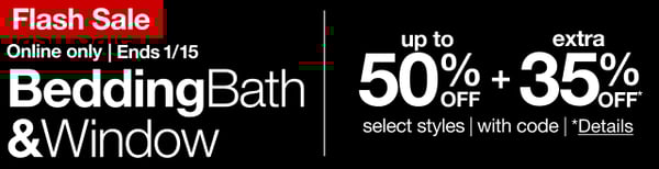 Save up to 50% off plus an extra 35% off during JCPenney's Bedding Bath & Window Flash Sale