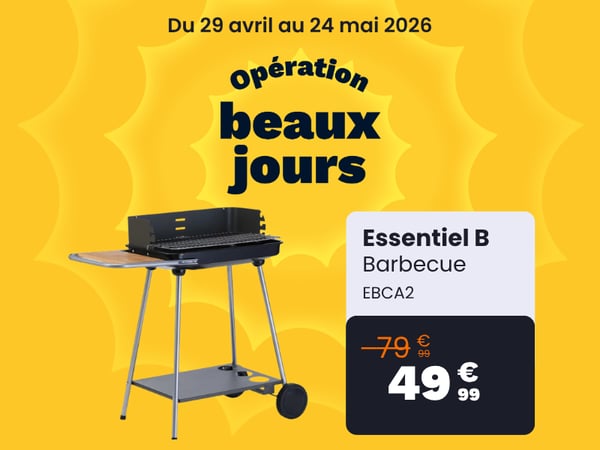 Barbecue charbon ESSENTIELB EBCA3 noir gris sur pieds, 37x23 cm