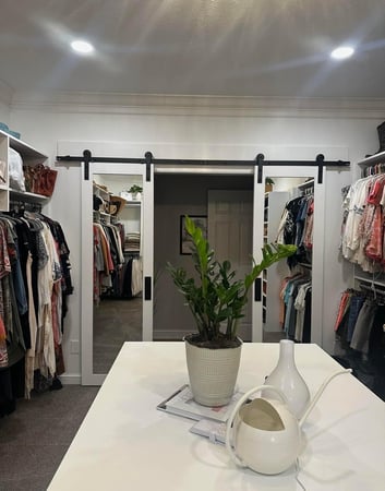 Walk-in with mirrored barn doors