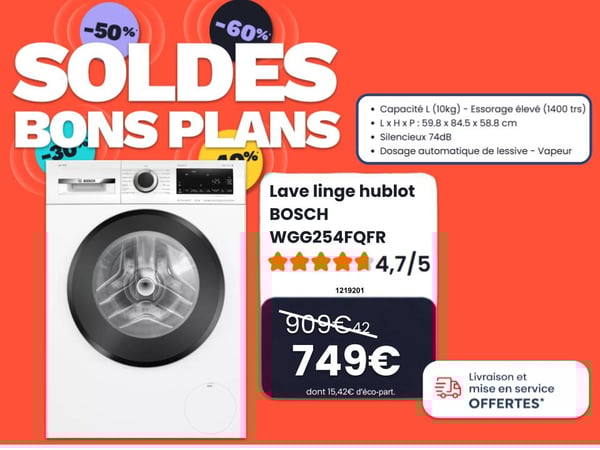 Soldes Flash : Lave-linge Bosch Serie 6 à prix réduit chez Boulanger Fenouillet !