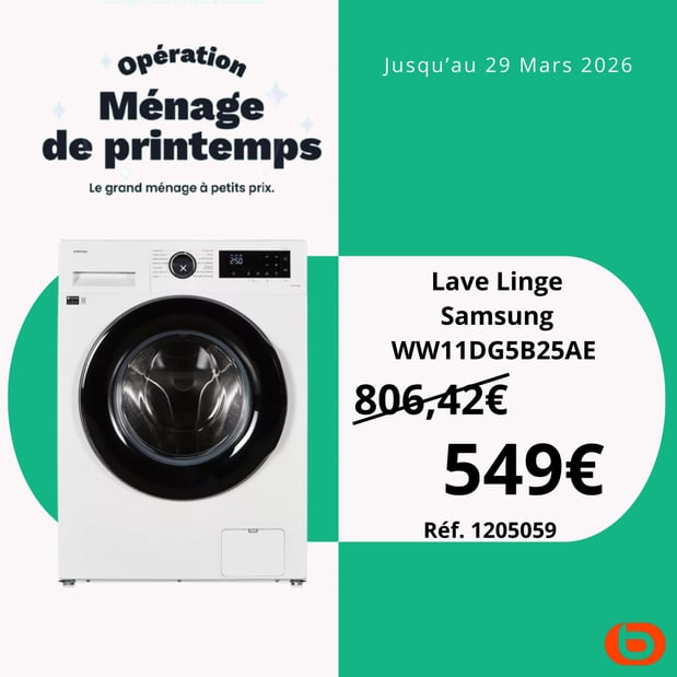 Lave linge hublot SAMSUNG WW11DG5B25AE Bespoke AI