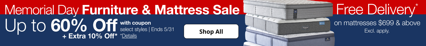 Save up to 60% off during JCPenney's Memorial Day Furniture & Mattress Sale