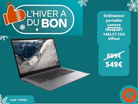 Retrouvez l' ordinateur portable Lenovo Ideapad1 14ALC7 CO2 Offset dans votre magasin Boulanger Boulogne sur mer