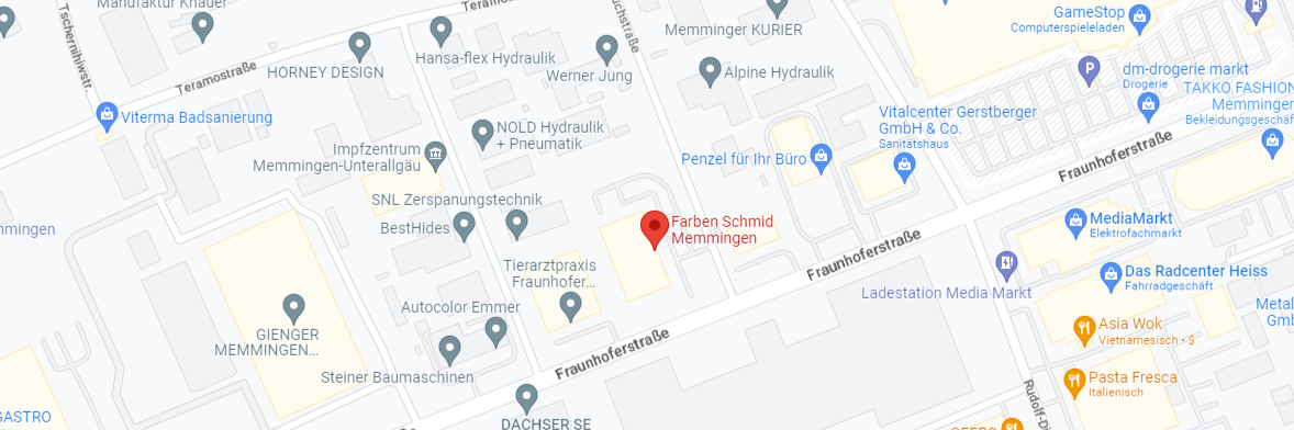Karte des Standorts Farben Schmid Memmingen