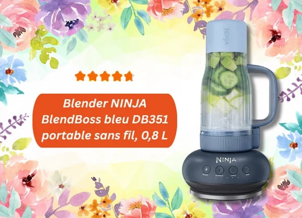 Blender NINJA BlendBoss bleu DB351 portable sans fil, 0,8 L