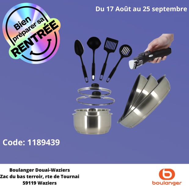 C'est la rentrée dans votre magasin Boulanger Douai Waziers avec la batterie de cuisine Menastyl.