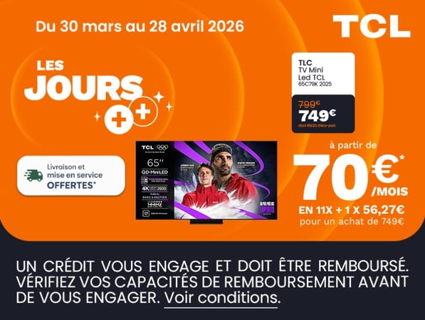 Vous recherchez une télé Miniled TCL à Niort ? Profitez d'un financement sur ce TV Miniled TCL à Boulanger Niort