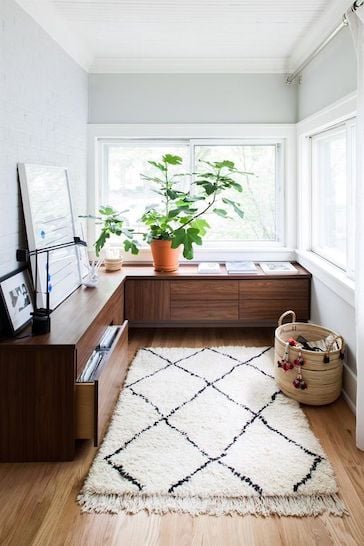 Brown work desk storage with pull out drawers