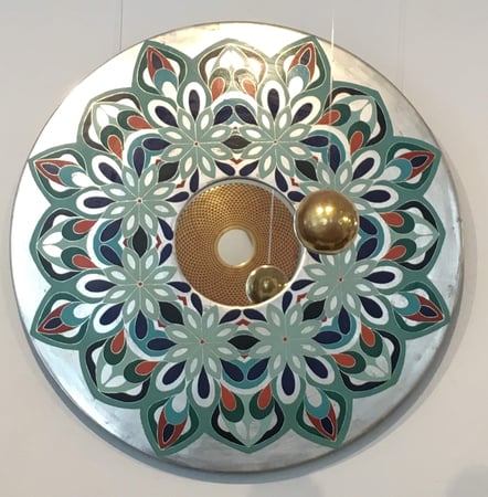Mandala Spiegel Weissgold mit Radierung Rahmenatelier Maschera d`Oro