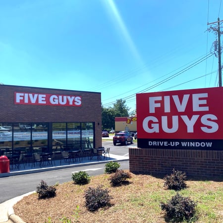 Image of the Five Guys restaurant at 827 South Main St. in Kernersville, N.C.