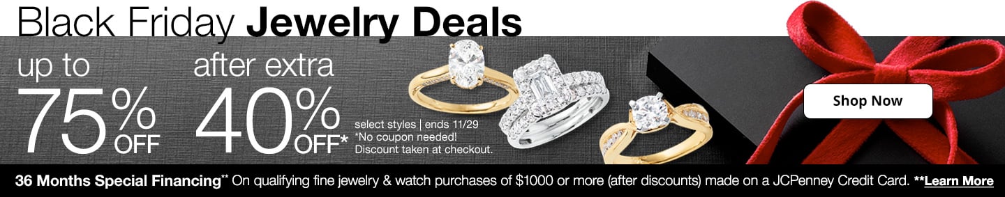 Save up to 75% off plus an extra 40% off during JCPenney's Black Friday Jewelry Sale