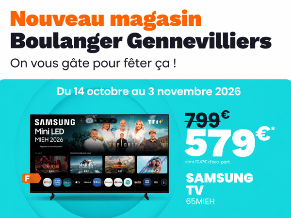 TV Samsung Mini LED 65 pouces à 579 € au lieu de 799 €.