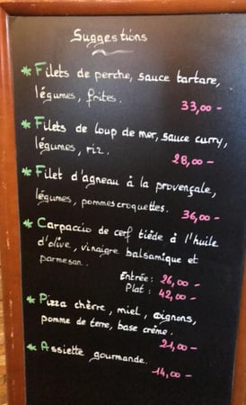 menus  - à la Taverne Evolénarde - Métrailler Fabrice