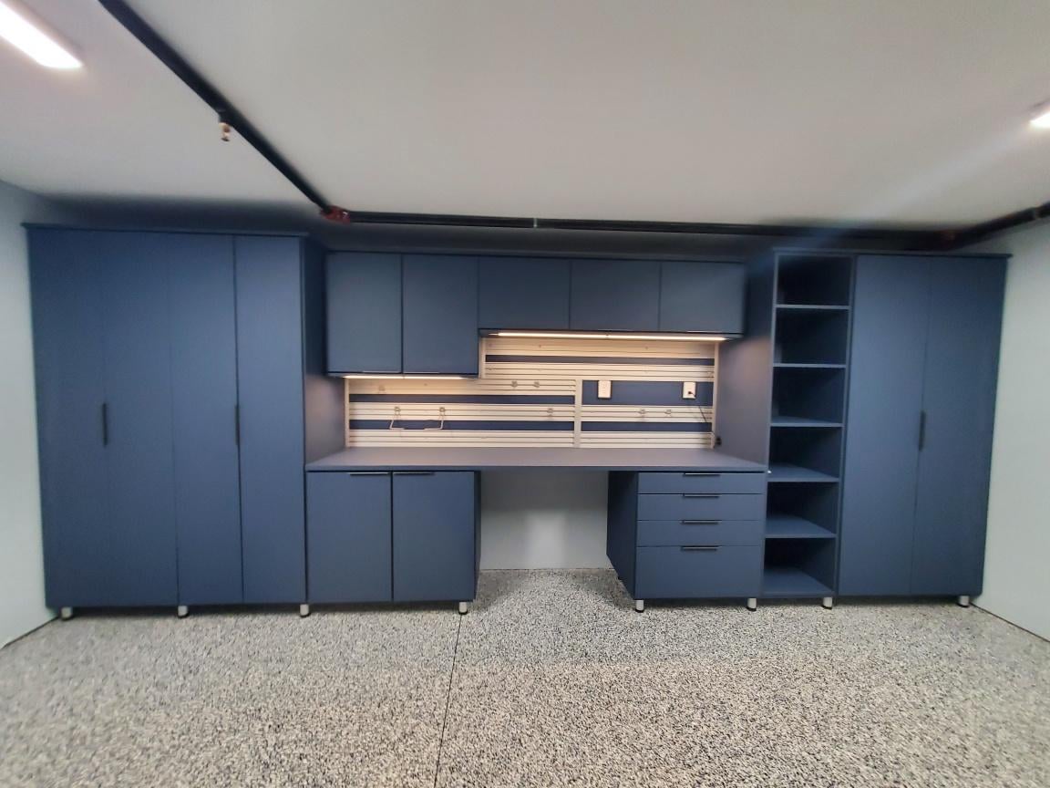 Deep Pond blue garage system