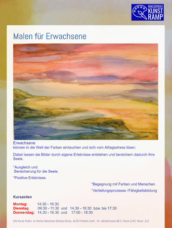 Erwachsene Malen / Atelier Malschule und Kunst Barbara Ramp / Pratteln / Liestal / Basel