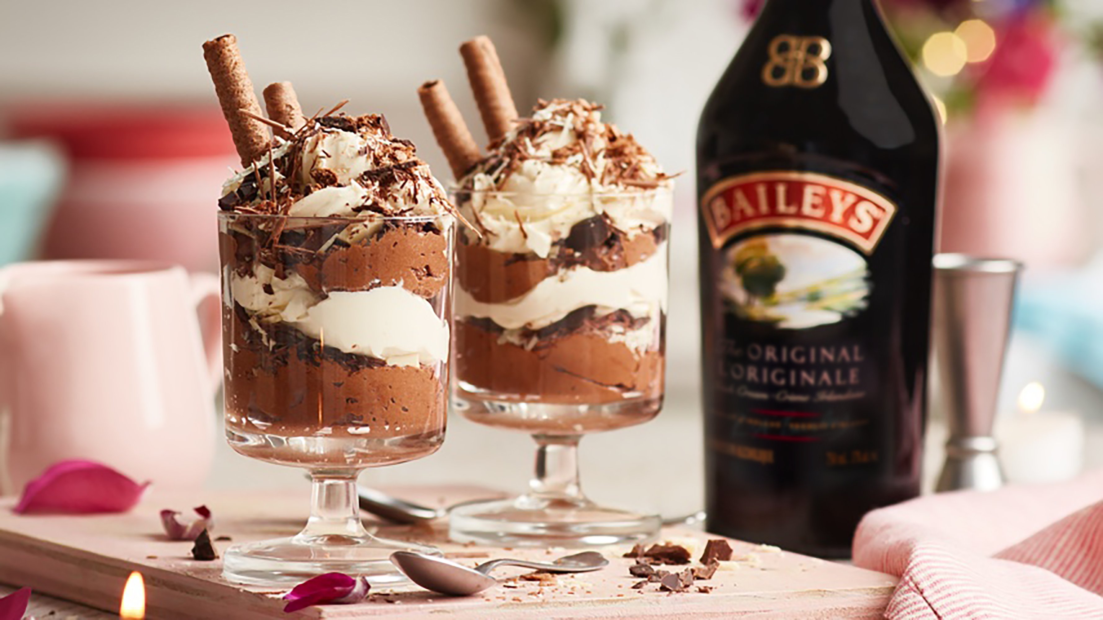 Chocolate cream musse prepared with Baileys Irish cream