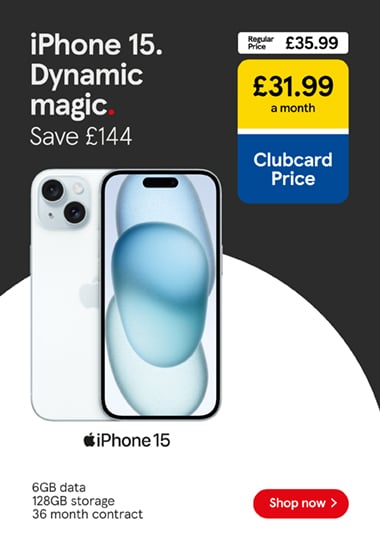 Save £144 on an iPhone 15 deal this Black Friday with Clubcard Prices at Tesco Mobile, Shop now