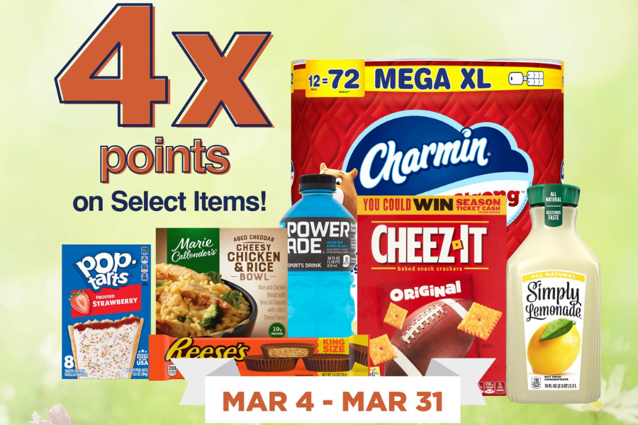 four times the points on select items march fourth through march thirty first