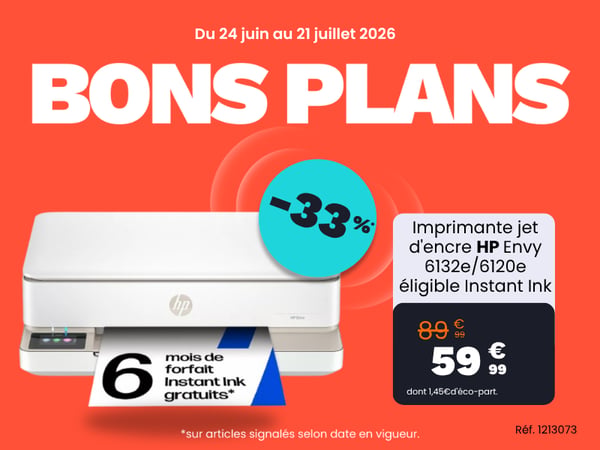 Imprimante jet d'encre HP Envy 6132e/6120e éligible Instant Ink