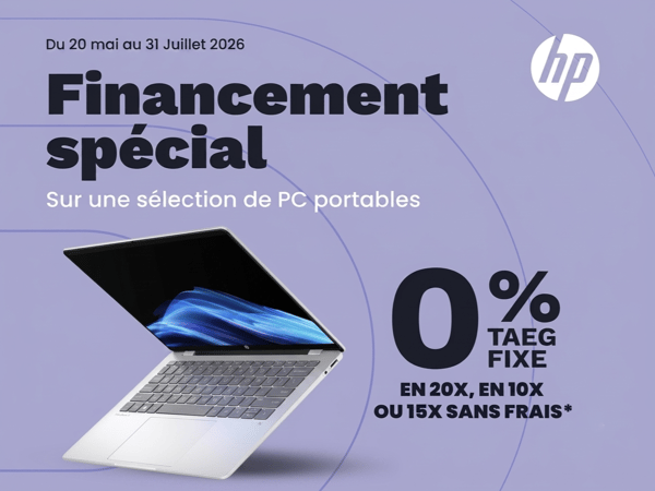 Ordinateurs portables HP en financement 20 fois à 0 % TAEG fixe ou 10 et 15 fois sans frais chez Boulanger Chambéry.