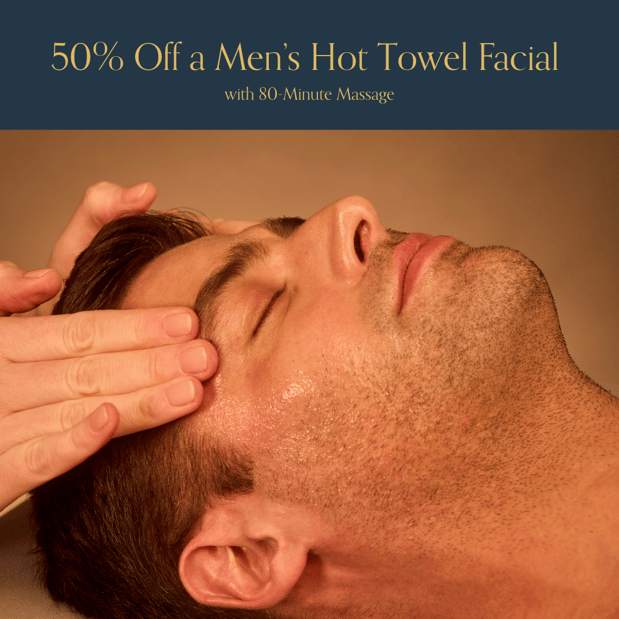 men's massage near me, woodhouse spa fort collins, father's day special 50% off a men's hot towel facial with an 80-minute massage in June