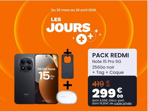 Smartphone XIAOMI Pack Redmi Note 15 Pro 5G 256Go Noir + Tag + Coque