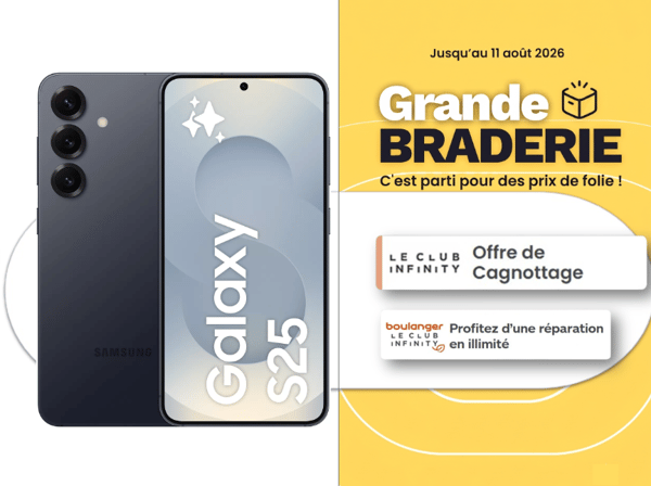 Retrouvez le Samsung Galaxy S25 chez Boulanger Niort avec une offre exclusive de bonus reprise et des avantages sur tous vos accessoires !