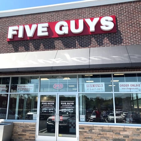 Five Guys at 461 Rt. 10 East in Roxbury, NJ.